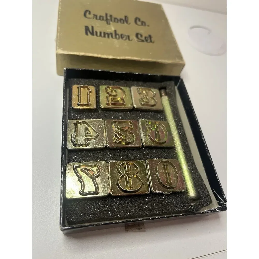 Vintage Craftool Co Alphabet & Number Set Lot Leather Stamps Original Box USA